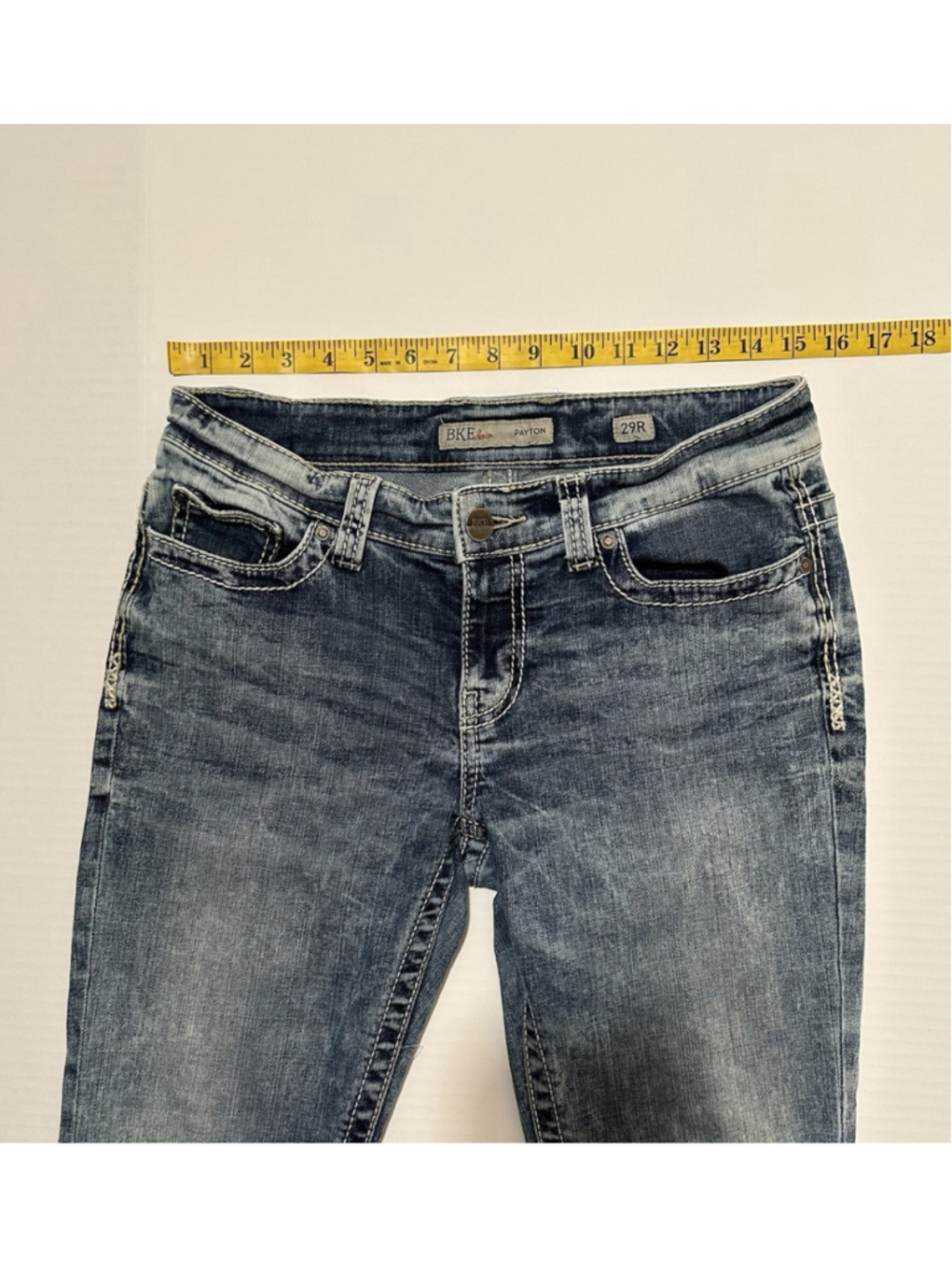 BKE Payton Denim Jeans Low Rise Womens 29R (29X 31.5) Blue Distressed Western - Picture 9 of 16